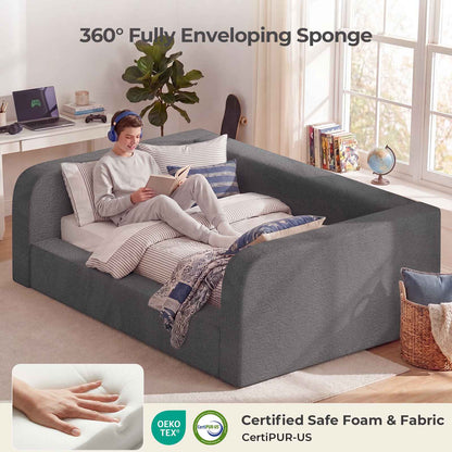 ADORNEVE Twin Size Upholstery Daybed with Soft Rounded Corners 4.7" Fully Cushioned Cloud Bed for Bedroom Living Room Guest Room