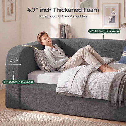 ADORNEVE Twin Size Upholstery Daybed with Soft Rounded Corners 4.7" Fully Cushioned Cloud Bed for Bedroom Living Room Guest Room