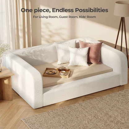 ADORNEVE Twin Size Upholstery Daybed with Soft Rounded Corners 4.7" Fully Cushioned Cloud Bed for Bedroom Living Room Guest Room