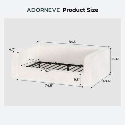 ADORNEVE Twin Size Upholstery Daybed with Soft Rounded Corners 4.7" Fully Cushioned Cloud Bed for Bedroom Living Room Guest Room
