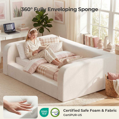 ADORNEVE Twin Size Upholstery Daybed with Soft Rounded Corners 4.7" Fully Cushioned Cloud Bed for Bedroom Living Room Guest Room