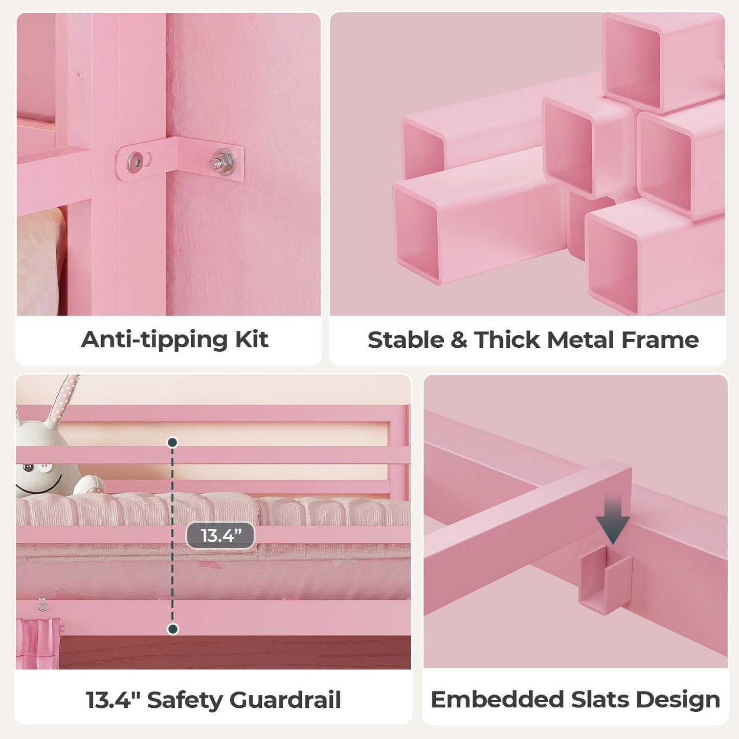 ADORNEVE Low Loft Bed Twin Size with Desk and 11 Storage Drawers LED Loft Bed with Bookshelf and Under-Bed Play Space Metal Kids Loft Bed with Safety Guardrail