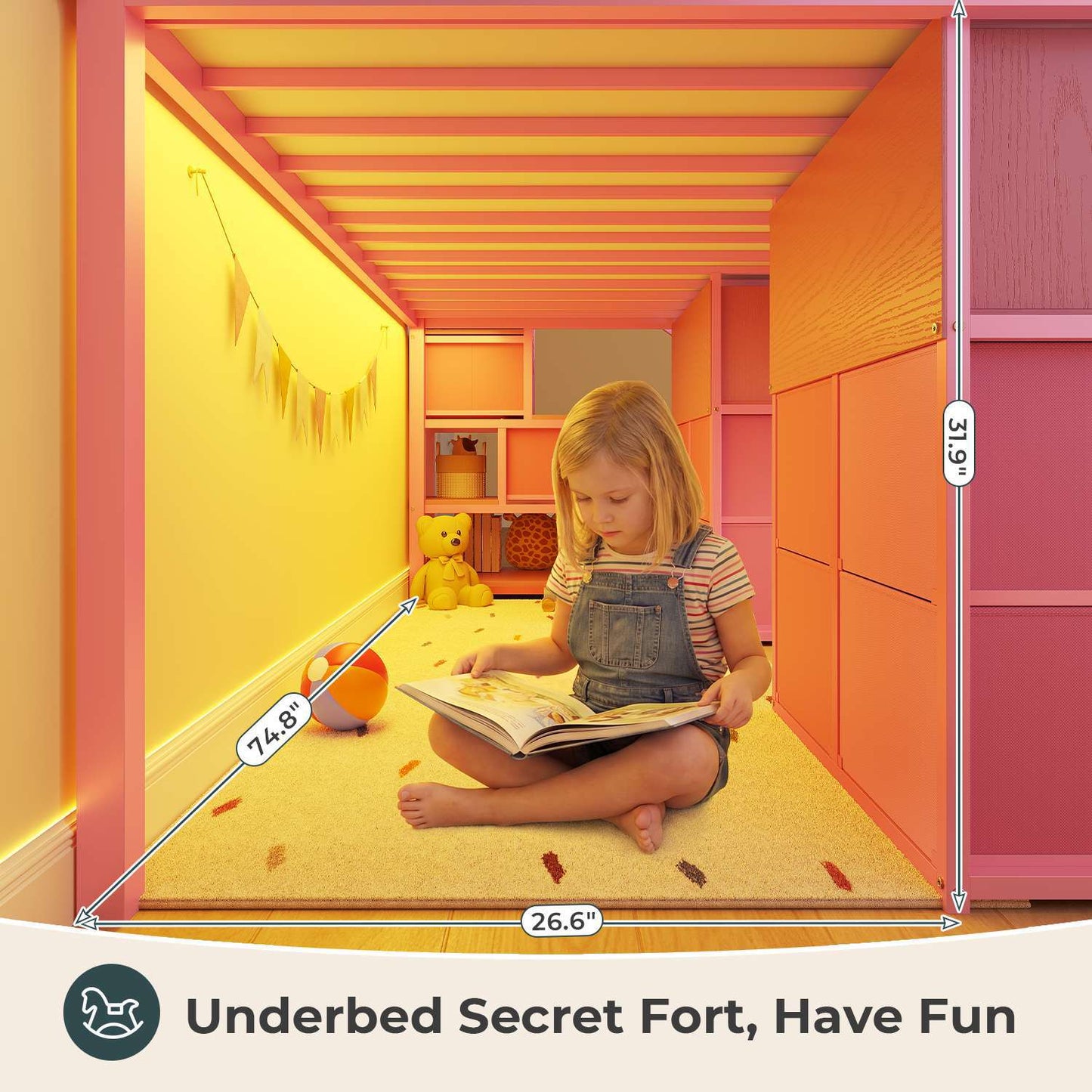 ADORNEVE Low Loft Bed Twin Size with Desk and 11 Storage Drawers LED Loft Bed with Bookshelf and Under-Bed Play Space Metal Kids Loft Bed with Safety Guardrail