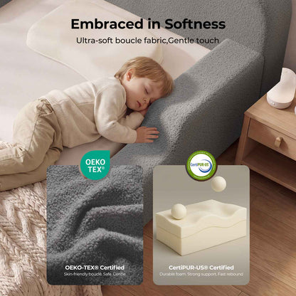 ADORNEVE Toddler Twin Floor Bed with Upholstered Low Montessori Bed with Safety Guardrails 6 Inch Foam Cushioned