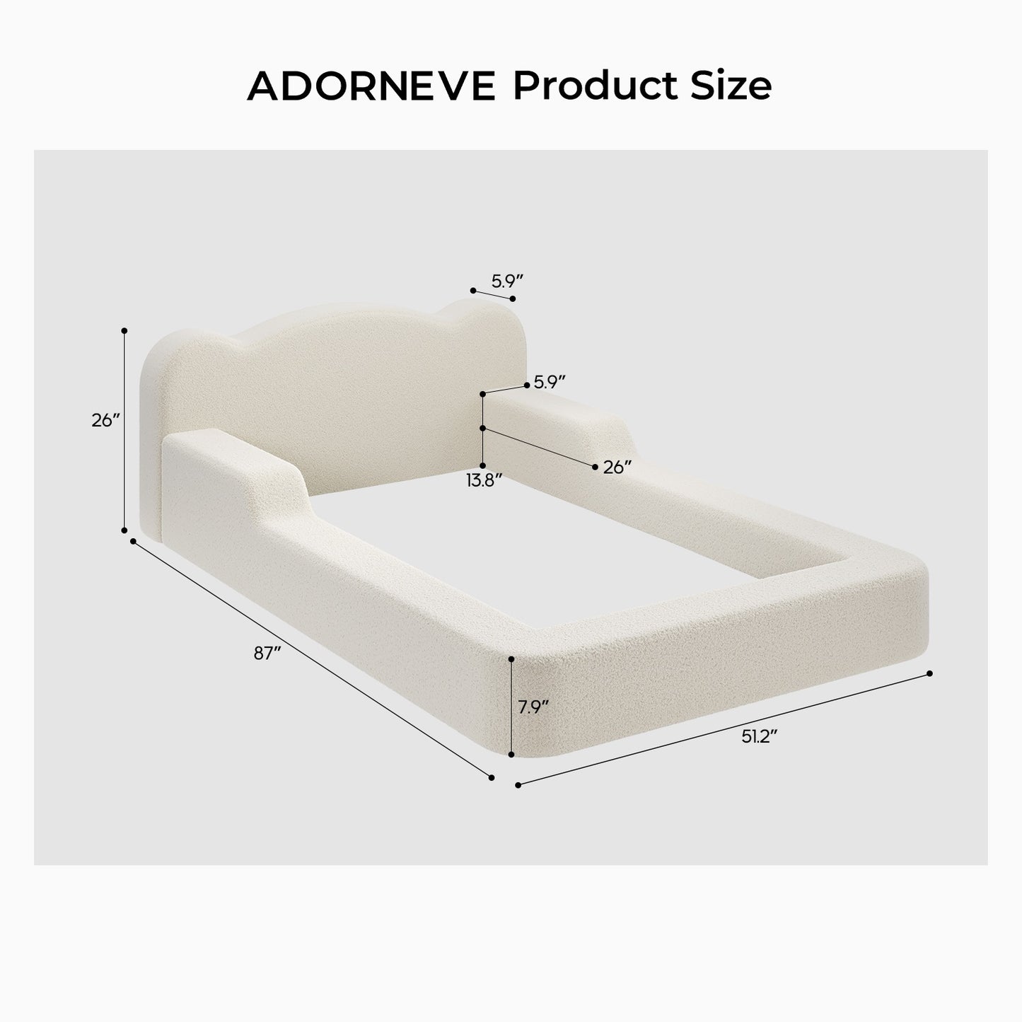 ADORNEVE Toddler Twin Floor Bed with Upholstered Low Montessori Bed with Safety Guardrails 6 Inch Foam Cushioned