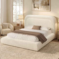 ADORNEVE Cloud Bed Frame Queen with 5.9" Headboard and 5 Inch Foam Cushioned Upholstered Platform Bed with Curve Round for Young Adults Kid and Pet Families