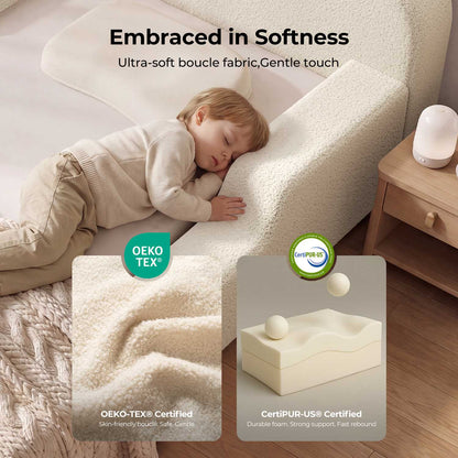 ADORNEVE Full Size Toddler Floor Bed with Safety Guardrails Low Montessori Bed with 6 Inch Foam Cushioned Upholstered