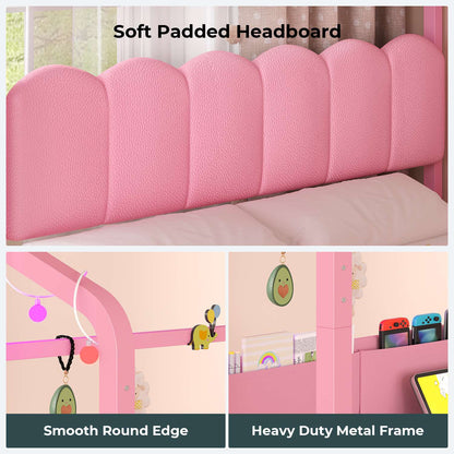 ADORNEVE Full Kids Bed with 4 Storage Drawers and Side Desk House Bed