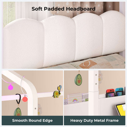 ADORNEVE Twin Kids Bed with 4 Storage Drawers and Side Desk All-In-One Kids Bed