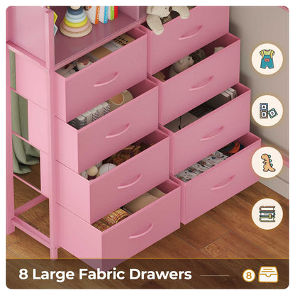ADORNEVE Twin Size LED Loft Bed with Desk and 8 Storage Drawers