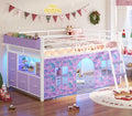 ADORNEVE Loft Bed Twin Size with Bookcase and Tent Metal Kids Loft Bed with 5 Storage Drawers LED Lights and Safety Guardrail