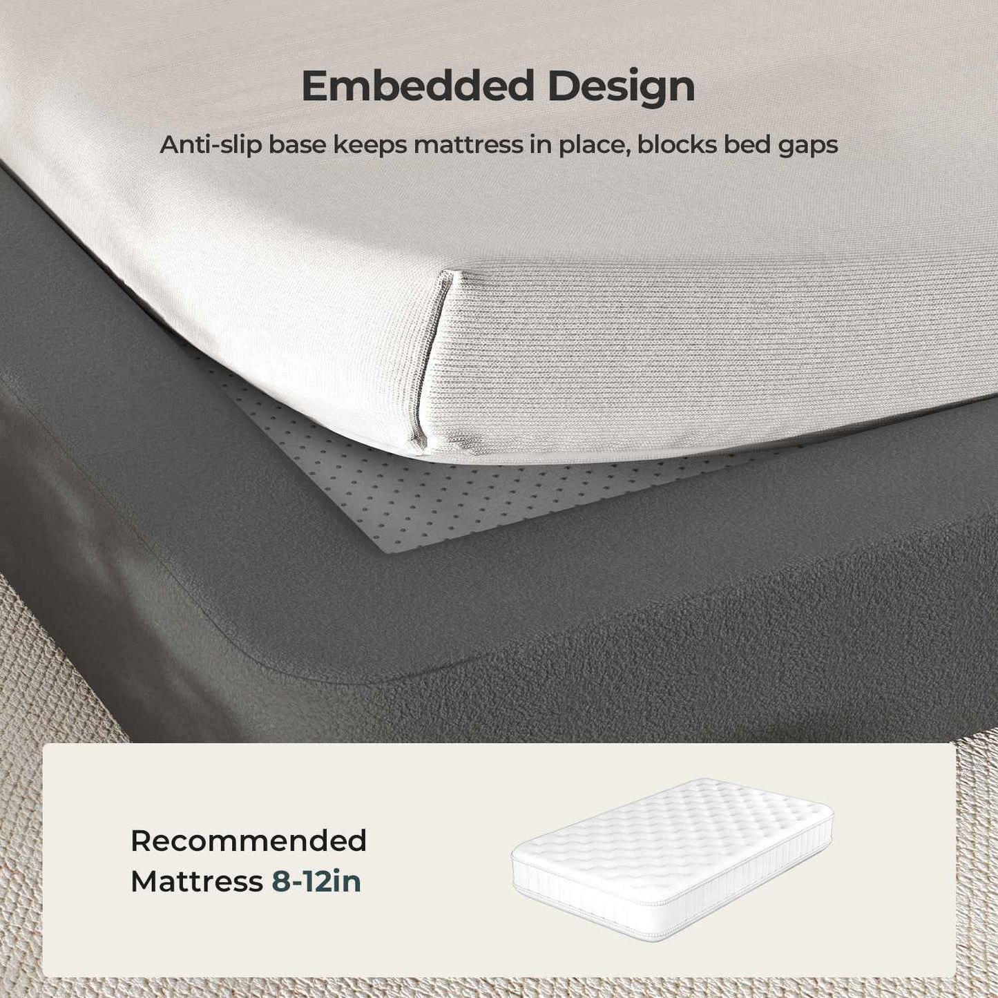 ADORNEVE Upholstered Cloud Bed Frame Queen with 94.1" Wide Headboard and Nightstands 4.9" Fully Cushioned Foam Soft Rounded Corners