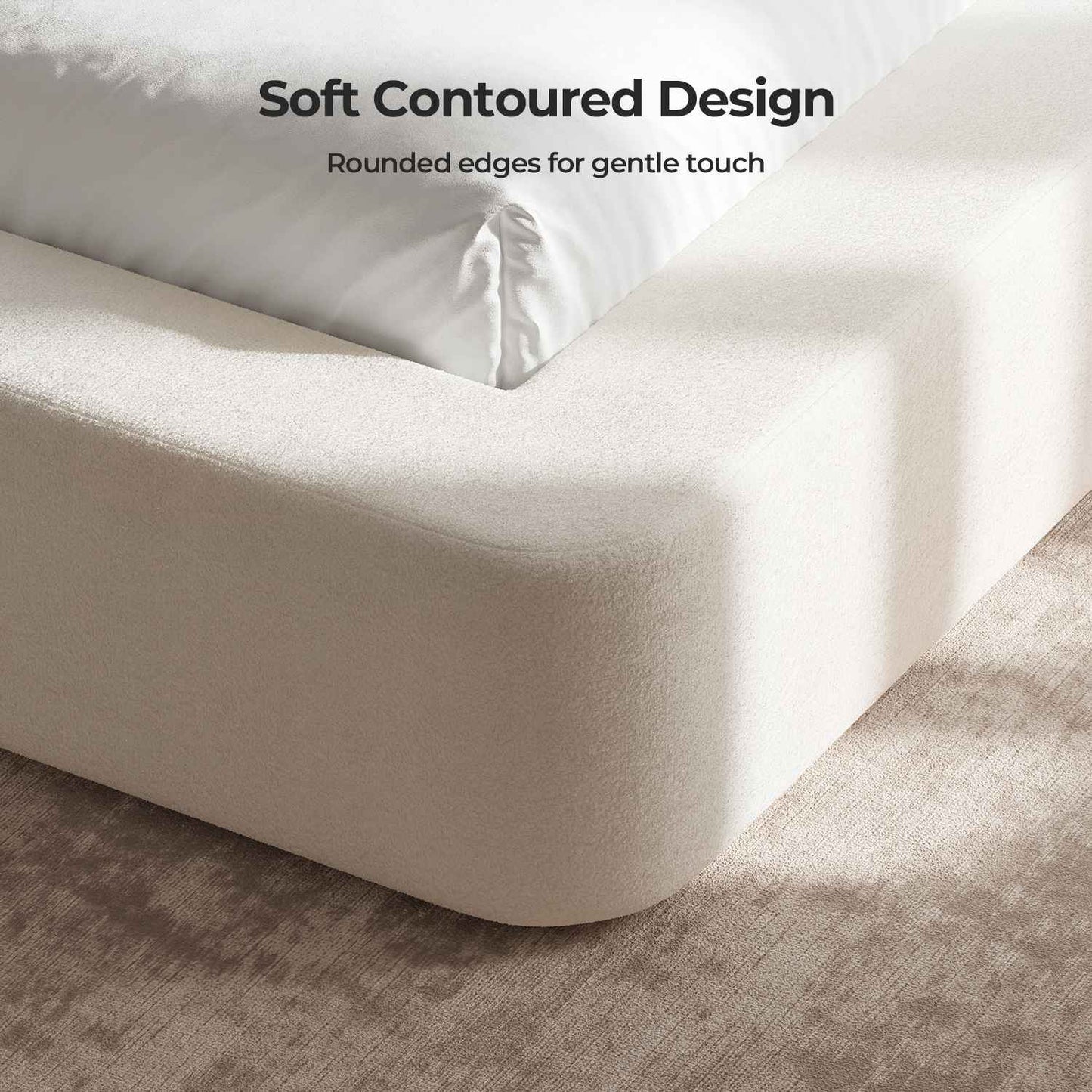 ADORNEVE Upholstered Cloud Bed Frame King with 110"  Wide Headboard and Nightstands 4.9" Fully Cushioned Foam Soft Rounded Corners