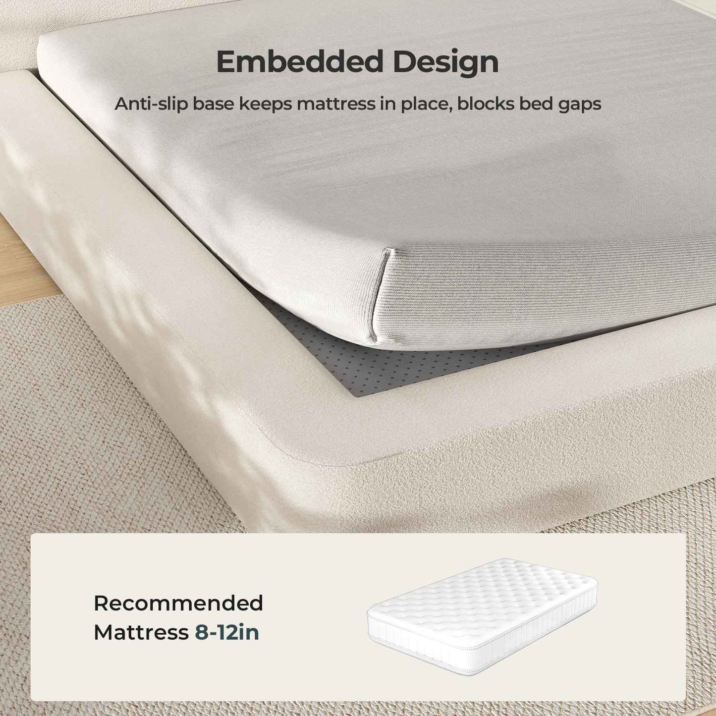 ADORNEVE Upholstered Cloud Bed Frame King with 110"  Wide Headboard and Nightstands 4.9" Fully Cushioned Foam Soft Rounded Corners