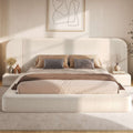 ADORNEVE Upholstered Cloud Bed Frame King with 110"  Wide Headboard and Nightstands 4.9" Fully Cushioned Foam Soft Rounded Corners
