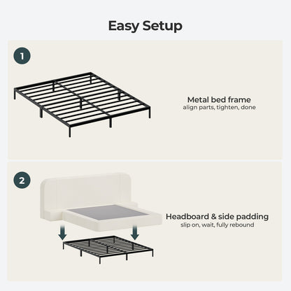 ADORNEVE Upholstered Cloud Bed Frame King with 110"  Wide Headboard and Nightstands 4.9" Fully Cushioned Foam Soft Rounded Corners
