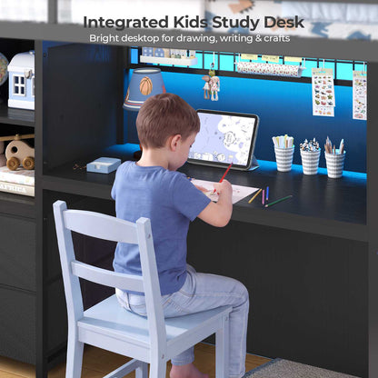 ADORNEVE Low Loft Bed Twin Size with Stairs and Privacy Curtain LED loft bed with Art  Drawing Desk and 5 Drawers Kids Loft Bed with Bookshelf and Safety Guardrail Under-Bed Play Space