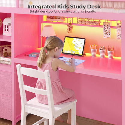 ADORNEVE Low Loft Bed Twin Size with Stairs and Privacy Curtain LED loft bed with Art  Drawing Desk and 5 Drawers Kids Loft Bed with Bookshelf and Safety Guardrail Under-Bed Play Space