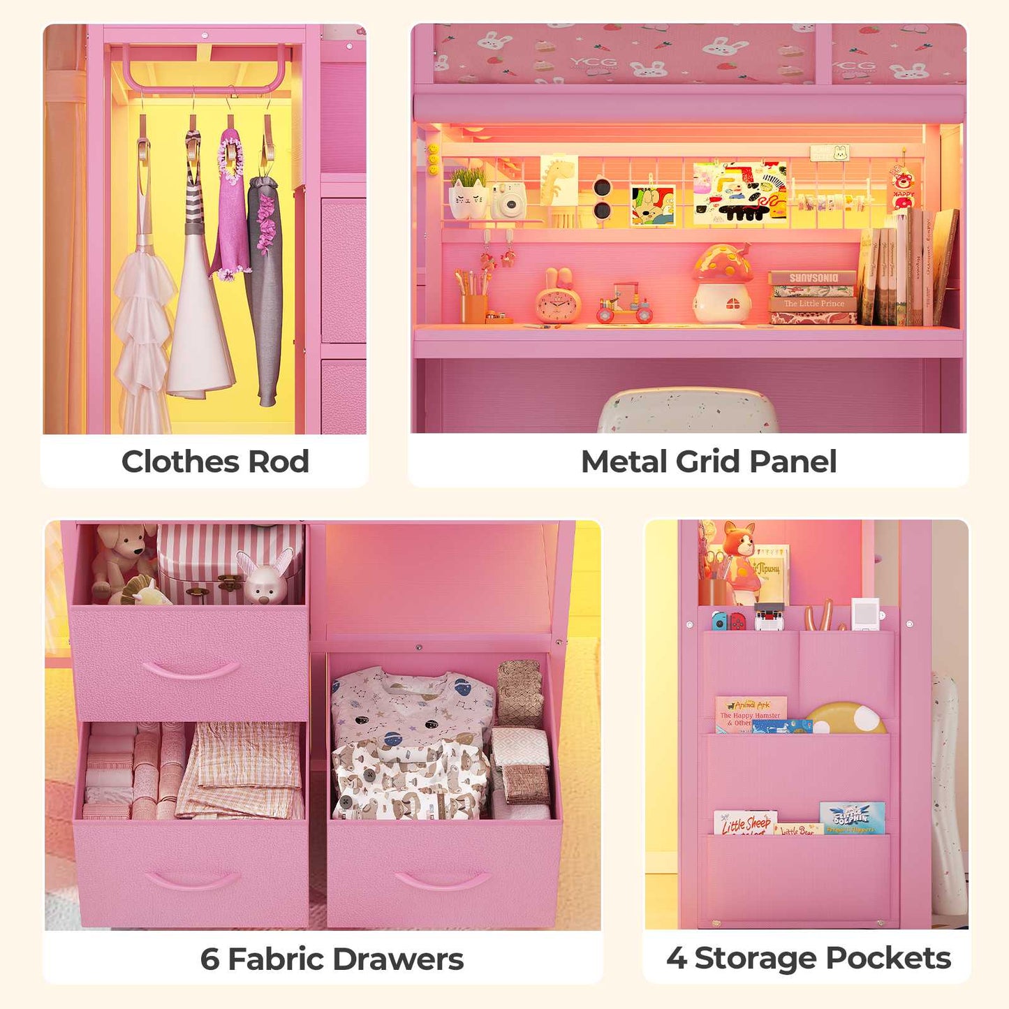 ADORNEVE Low Loft Bed Twin with Stairs and Desk LED Kids Loft Bed with 6 Storage Drawers and Safety Guardrails Twin Loft Bed with Secret Fort and Clothes Rod