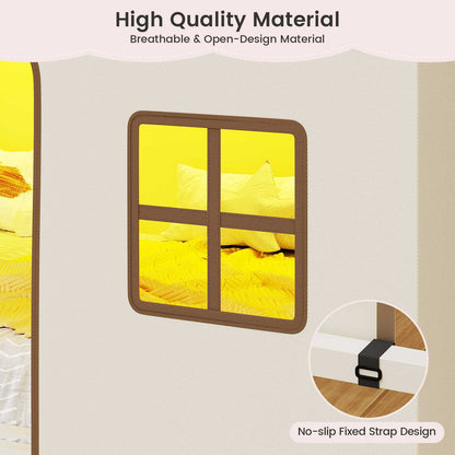 ADORNEVE | Bunk Bed Twin Over Twin with LED Lights and Play Bed Curtains House Loft Bed with Ladder and 13.4H Guardrail