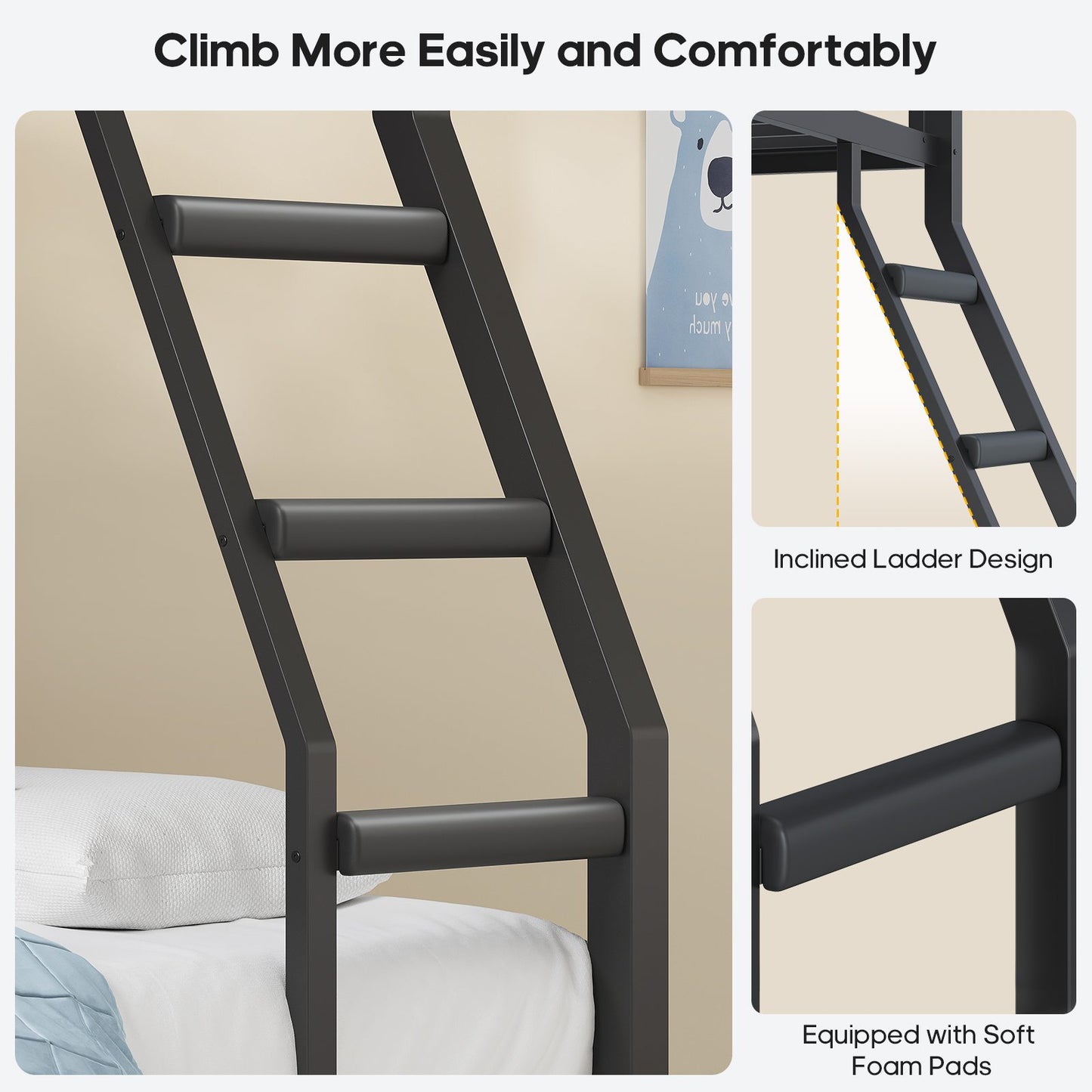 ADORNEVE | Bunk Bed Twin Over Twin with Charging Station and 4 Drawers Bunk Beds with Shelves and Metal Grid Panel Bunk Beds with Safety Guardrail and Slanted Ladder