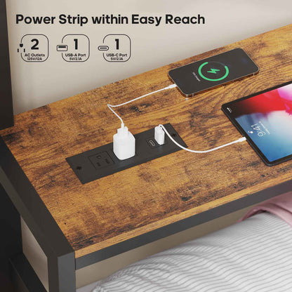 ADORNEVE | Bunk Bed Twin Over Twin with Charging Station and 4 Drawers Bunk Beds with Shelves and Metal Grid Panel Bunk Beds with Safety Guardrail and Slanted Ladder