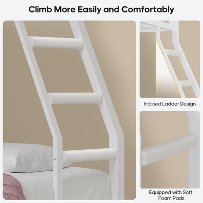ADORNEVE | Bunk Bed Twin Over Twin with Charging Station and 4 Drawers Bunk Beds with Shelves and Metal Grid Panel Bunk Beds with Safety Guardrail and Slanted Ladder