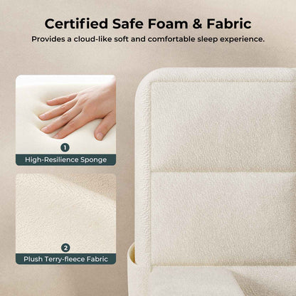 ADORNEVE Upholstered Cloud Bed Frame Queen with 12.6" Thick Storage Headboard and Storage Top Surface Double-sided Storage Pockets