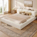ADORNEVE Upholstered Cloud King Bed Frame with 12.6" Thick Storage Headboard and Storage Top Surface Double-sided Large Storage Pockets