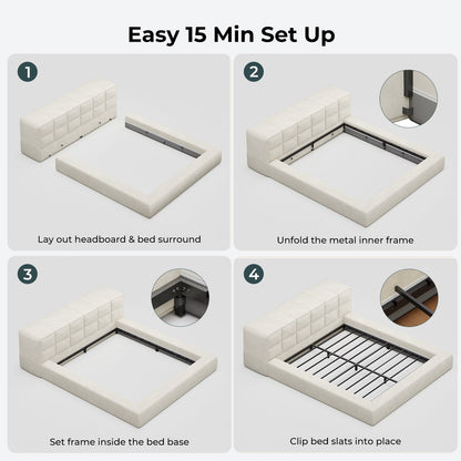 ADORNEVE Upholstered Cloud King Bed Frame with 12.6" Thick Storage Headboard and Storage Top Surface Double-sided Large Storage Pockets