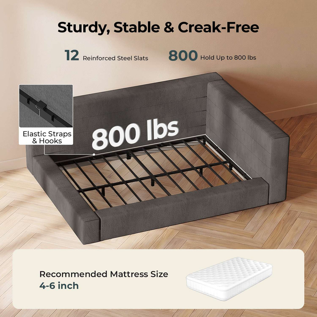 ADORNEVE Full Corner Cloud Bed Frame 360° Cushioned L-Shaped Daybed 5.9" Thick Headboard