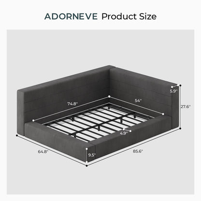 ADORNEVE Full Corner Cloud Bed Frame 360° Cushioned L-Shaped Daybed 5.9" Thick Headboard
