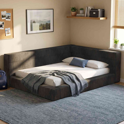 ADORNEVE Full Corner Cloud Bed Frame 360° Cushioned L-Shaped Daybed 5.9" Thick Headboard
