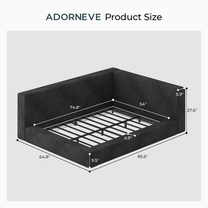 ADORNEVE Full Corner Cloud Bed Frame 360° Cushioned L-Shaped Daybed 5.9" Thick Headboard