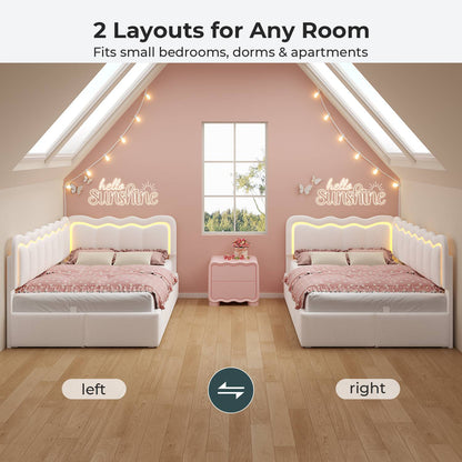 ADORNEVE Velvet Corner Bed Frame Twin size with Storage and 5 Drawers