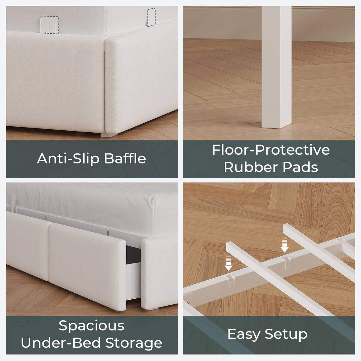 ADORNEVE Velvet Corner Bed Frame Full Size with Storage and 5 Drawers