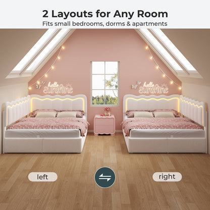 ADORNEVE Velvet Corner Bed Frame Full Size with Storage and 5 Drawers
