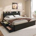 ADORNEVE | King Size Bed Frame with Storage Headboard & 10 Storage Drawers Industrial King Bed Frame with Charging Station