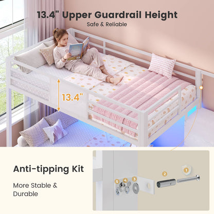 ADORNEVE | Bunk Bed Twin Over Twin with Stairs and 9 Storage Drawers Heavy Duty Bunk Bed with Hanging Area and Full-length Guardrail