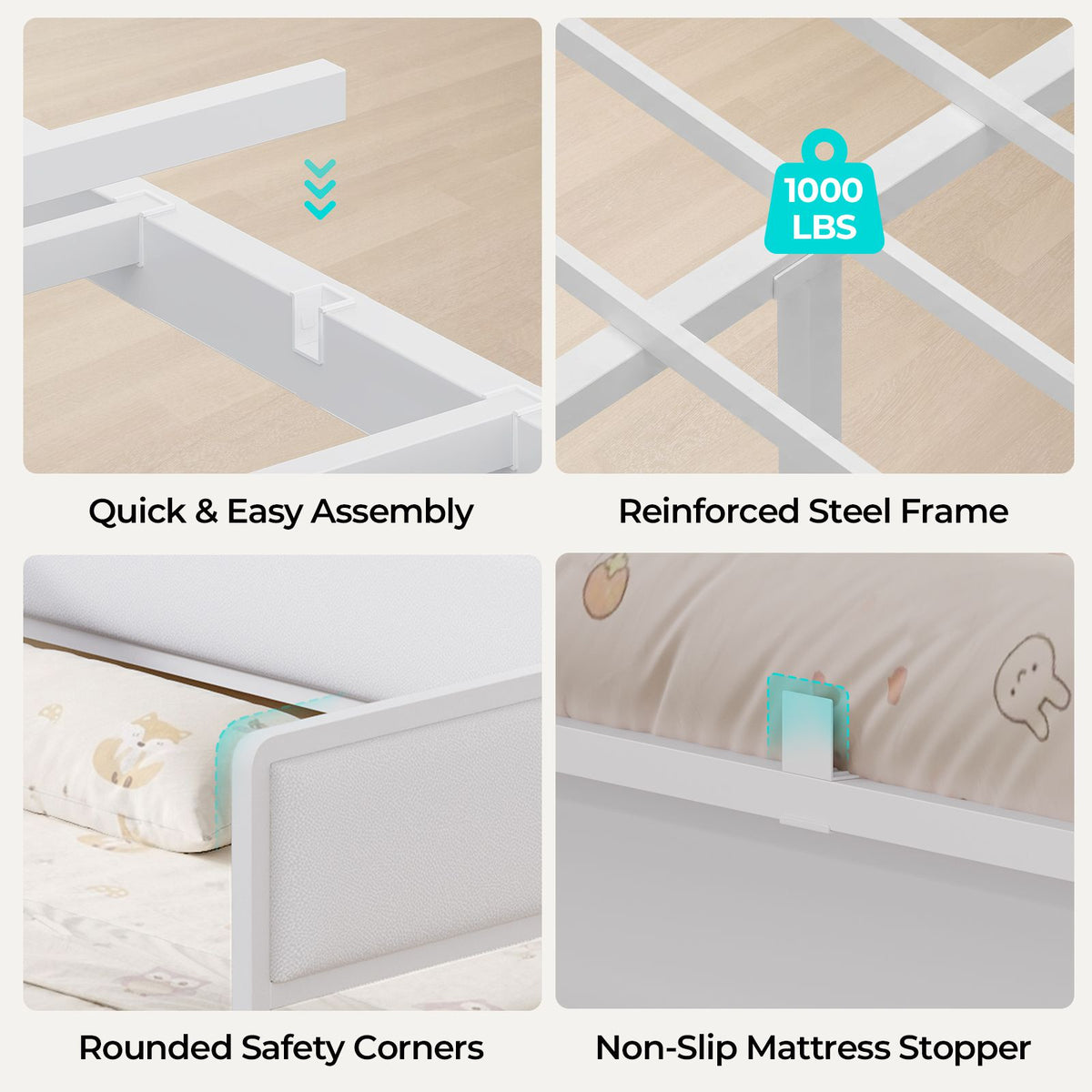 ADORNEVE Corner Bed Frame Full Size with 2 Sliding Doors Cabinets and 2 Cubbies Bookcases LED L-Shaped Daybed with 2-in-1 Convertible Design and Upholstered Safety Guardrails
